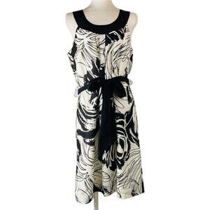 Talbots Sz 12 Black White Sleeveless Dress